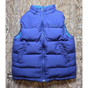L.L. Bean Kids Reversible Goose Down Vest Blue Youth 14/16 Warm Winter Jacket